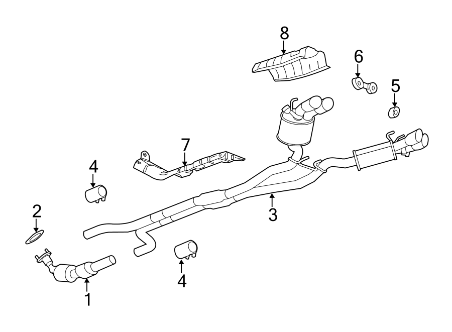 Diagram EXHAUST SYSTEM. EXHAUST COMPONENTS. for your 2018 Chevrolet Equinox 1.5L Ecotec A/T 4WD LT Sport Utility 