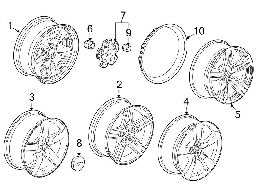 Diagram WHEELS. COVERS & TRIM. for your 2005 Chevrolet Cavalier   