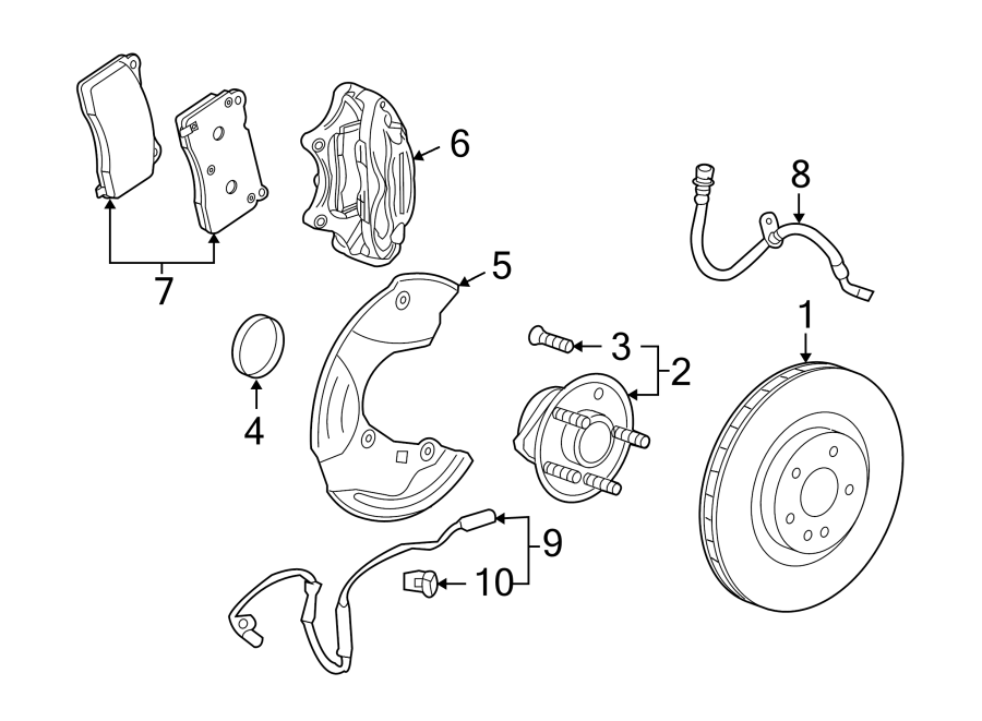 Diagram Front suspension. Brake components. for your 2023 Chevrolet Camaro 6.2L V8 M/T ZL1 Coupe 