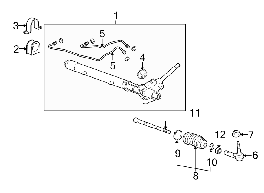 Diagram STEERING GEAR & LINKAGE. for your 2011 Chevrolet Equinox LS Sport Utility  