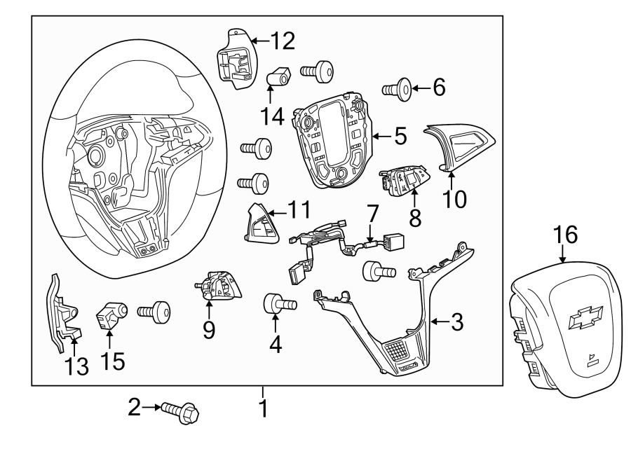 Diagram STEERING WHEEL & TRIM. for your 2021 Chevrolet Tahoe  Z71 Sport Utility  