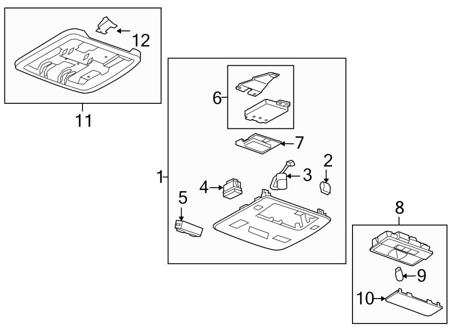 Diagram OVERHEAD CONSOLE. for your 2021 Cadillac XT4   