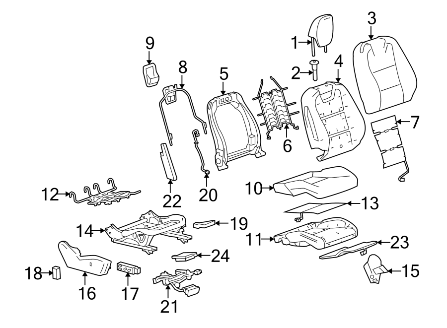 Diagram Seats & tracks. Passenger seat components. for your 2013 Cadillac ATS Performance Sedan  