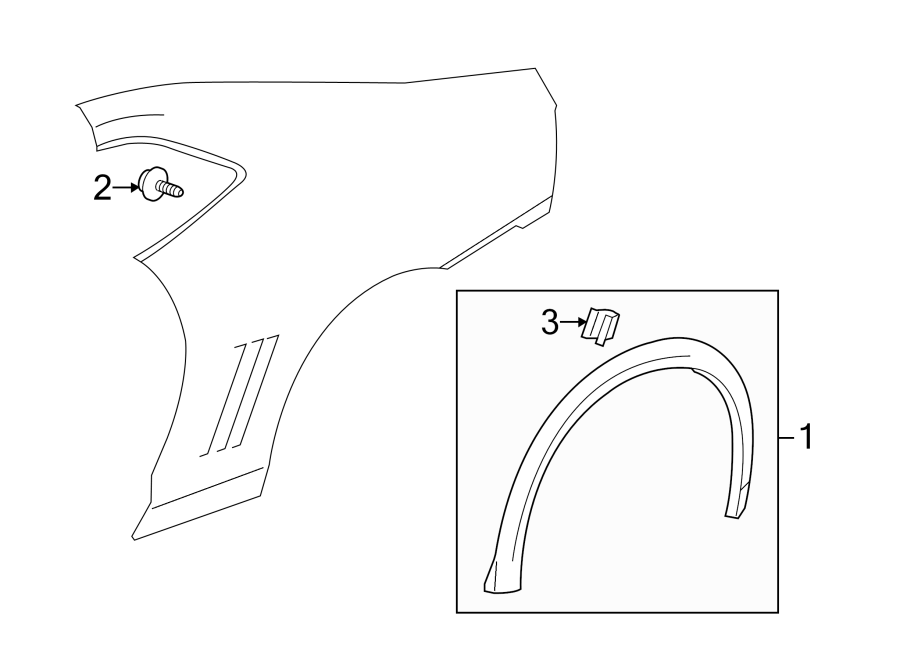 1Quarter panel. Exterior trim.https://images.simplepart.com/images/parts/motor/fullsize/CD10551.png