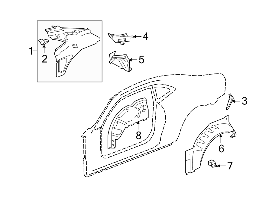 1Quarter panel. Inner structure.https://images.simplepart.com/images/parts/motor/fullsize/CD10555.png