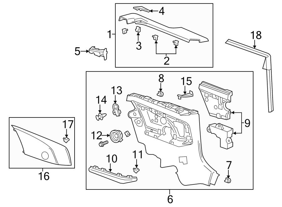 QUARTER PANEL. INTERIOR TRIM. Diagram