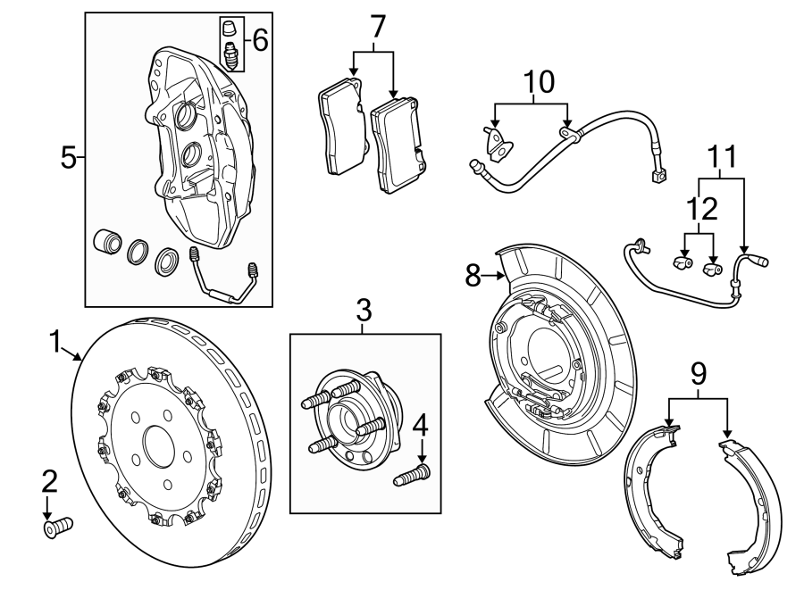 Diagram Rear suspension. Brake components. for your 2015 GMC Sierra 2500 HD 6.6L Duramax V8 DIESEL A/T 4WD SLE Extended Cab Pickup Fleetside 