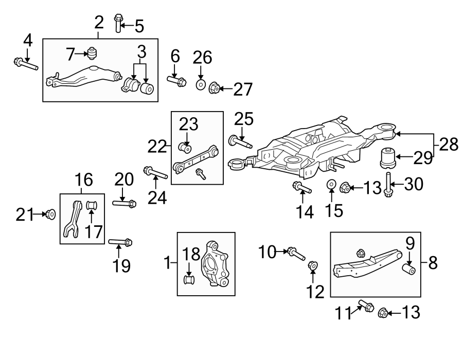 Diagram REAR SUSPENSION. SUSPENSION COMPONENTS. for your 2015 Chevrolet Camaro ZL1 Coupe 6.2L V8 M/T 