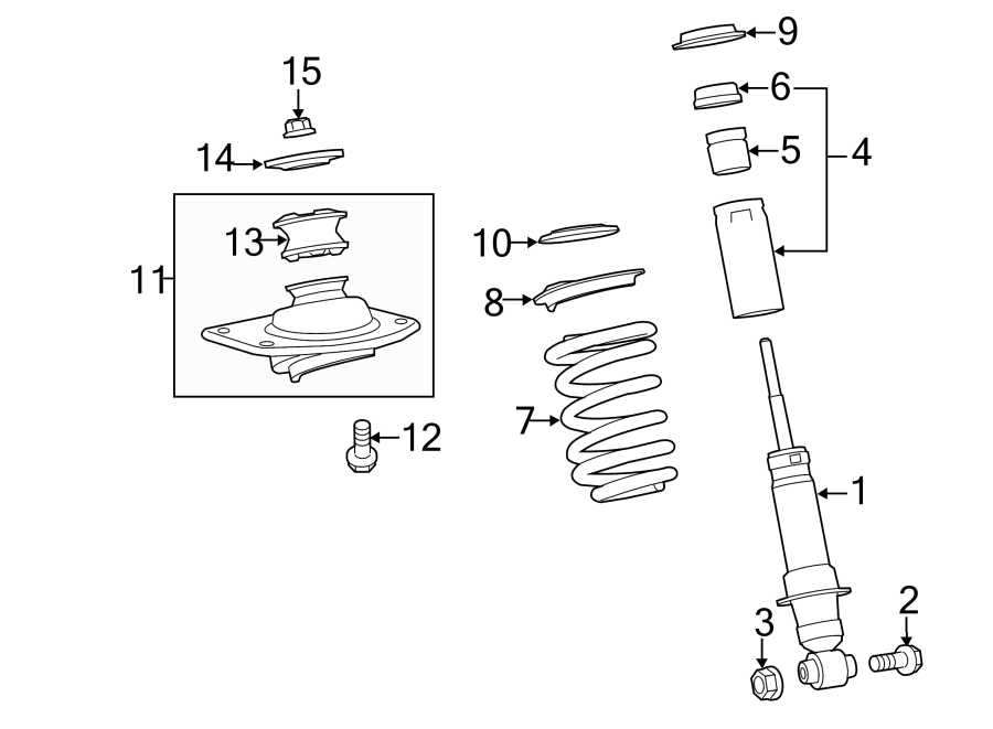 Diagram REAR SUSPENSION. STRUTS & COMPONENTS. for your 2015 GMC Sierra 2500 HD 6.0L Vortec V8 A/T 4WD SLE Standard Cab Pickup 