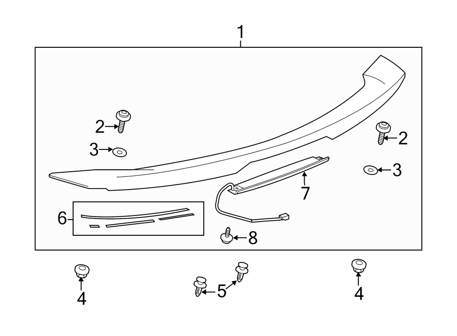 Diagram TRUNK LID. SPOILER. for your 2001 Chevrolet Blazer LT Sport Utility 4.3L Vortec V6 A/T 4WD 