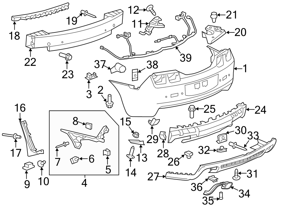 REAR BUMPER. BUMPER & COMPONENTS.