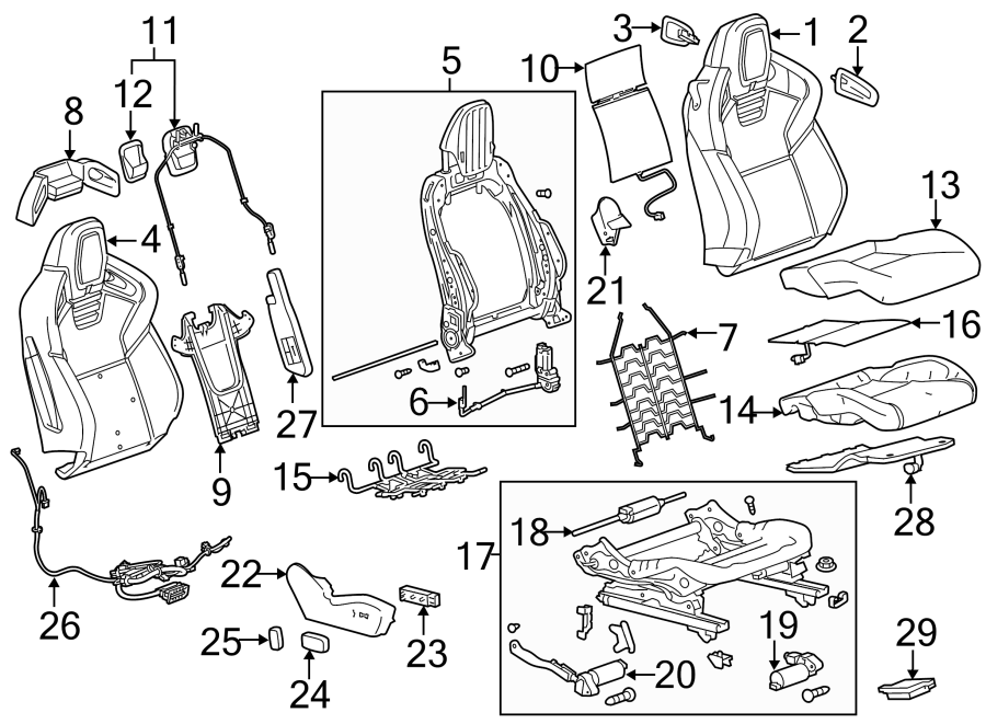 Diagram SEATS & TRACKS. PASSENGER SEAT COMPONENTS. for your 2013 Cadillac ATS Performance Sedan  