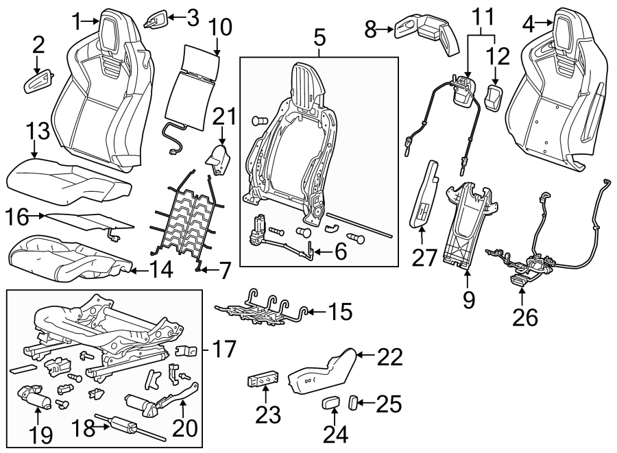 Diagram SEATS & TRACKS. DRIVER SEAT COMPONENTS. for your 2009 Chevrolet Silverado 1500 WT Crew Cab Pickup  