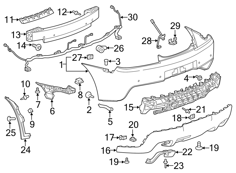 Diagram REAR BUMPER. BUMPER & COMPONENTS. for your 2013 Chevrolet Equinox   