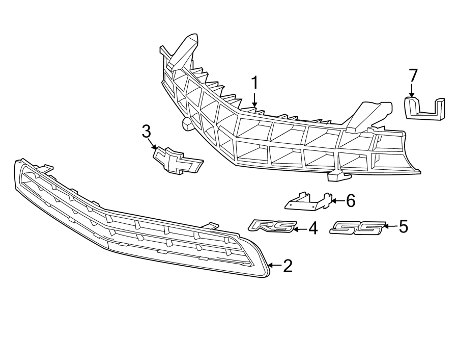 5FRONT BUMPER & GRILLE. GRILLE & COMPONENTS.https://images.simplepart.com/images/parts/motor/fullsize/CD10728.png