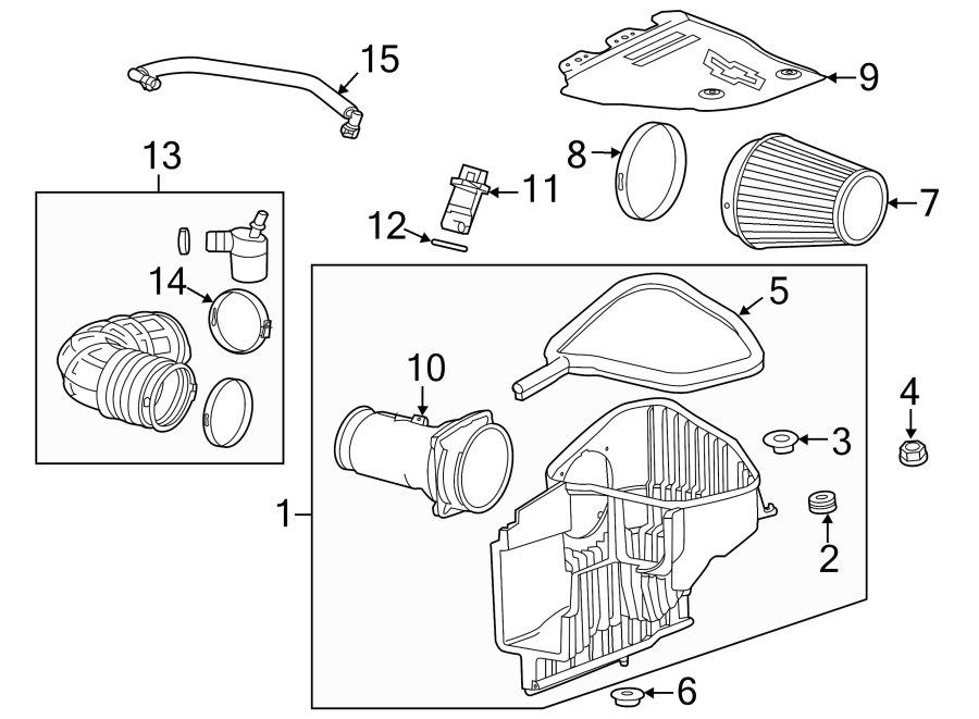 Diagram AIR INTAKE. for your 2023 Cadillac XT5 Livery Hearse  