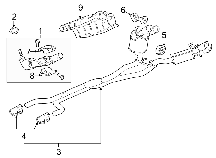 Diagram EXHAUST SYSTEM. EXHAUST COMPONENTS. for your 2023 Chevrolet Camaro   