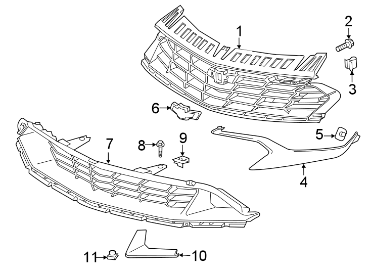 10FRONT BUMPER & GRILLE. GRILLE & COMPONENTS.https://images.simplepart.com/images/parts/motor/fullsize/CD16006.png