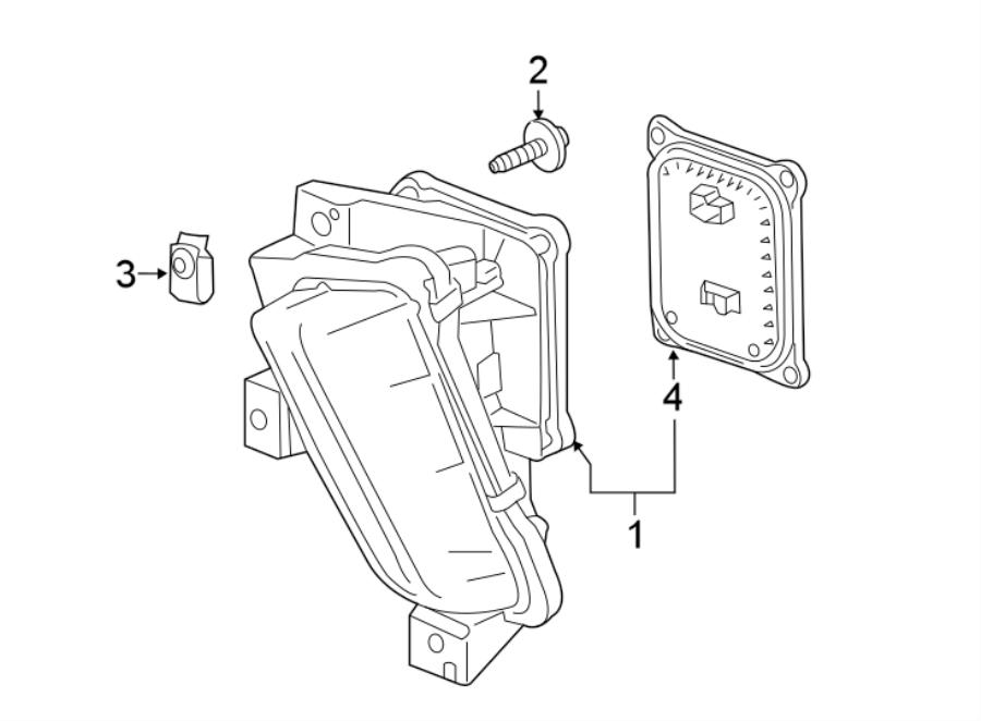 Front lamps. Daytime running lamp components. Diagram