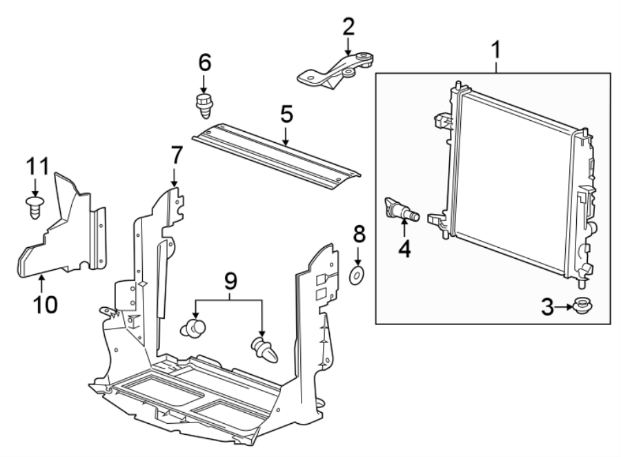 Diagram RADIATOR & COMPONENTS. for your 2008 GMC Yukon XL 2500   