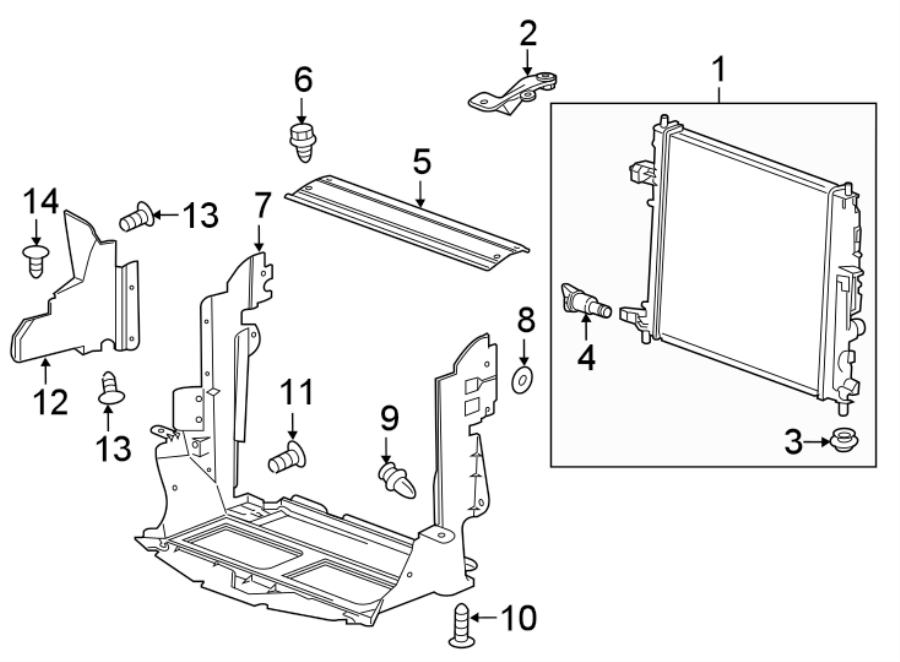 Diagram RADIATOR & COMPONENTS. for your 2021 Chevrolet Bolt EV   