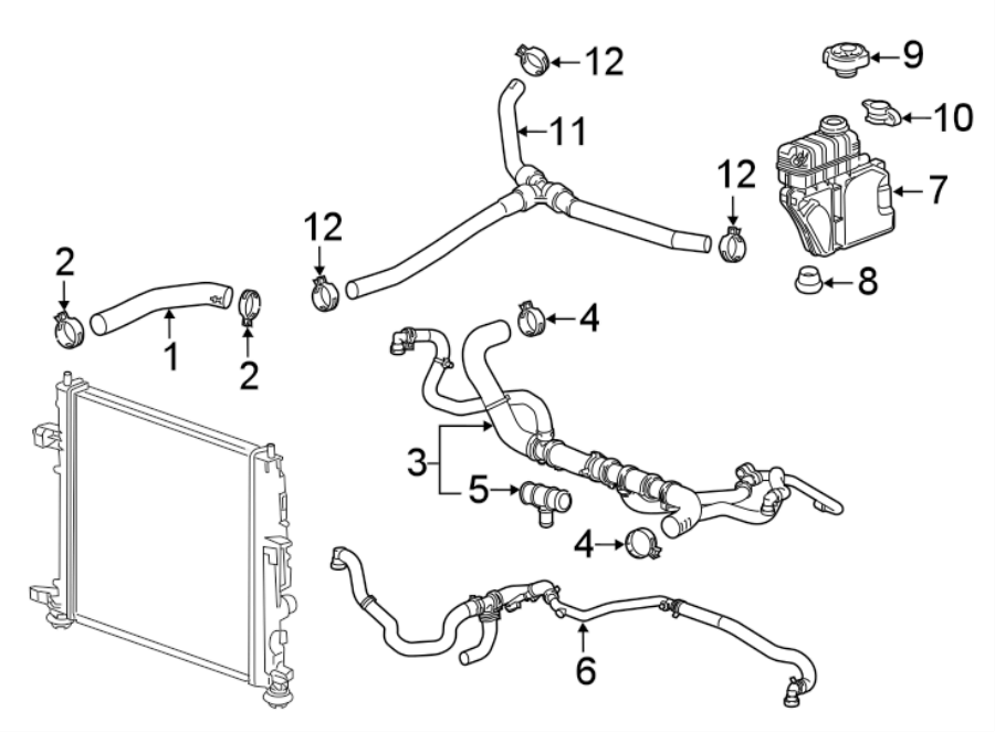 Diagram RADIATOR HOSES. for your 2021 Chevrolet Camaro 6.2L V8 M/T SS Coupe 