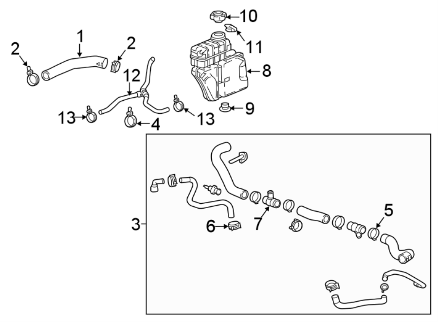 Diagram RADIATOR HOSES. for your 1995 Chevrolet K2500  Base Standard Cab Pickup Fleetside 4.3L Chevrolet V6 A/T 