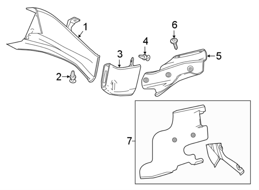 Diagram FENDER. DUCTS. for your 2024 Chevrolet Camaro LT1 Coupe 6.2L V8 A/T 