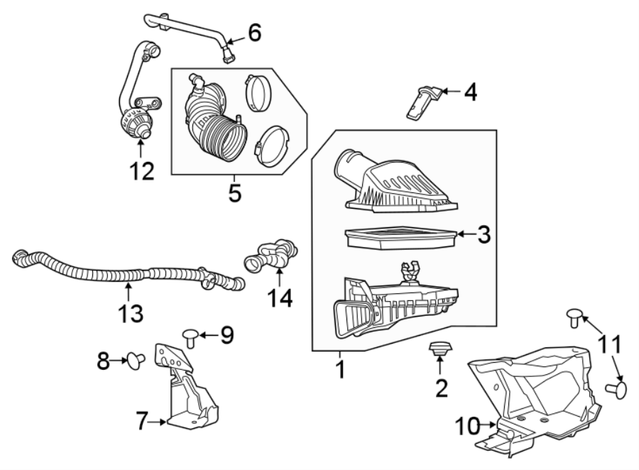 Diagram AIR INTAKE. for your 2018 Chevrolet Spark 1.4L Ecotec CVT LS Hatchback 