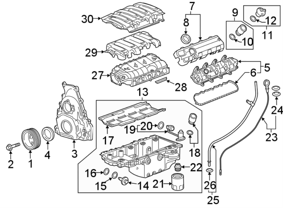 Diagram ENGINE PARTS. for your 2017 Chevrolet Camaro 6.2L V8 M/T SS Convertible 