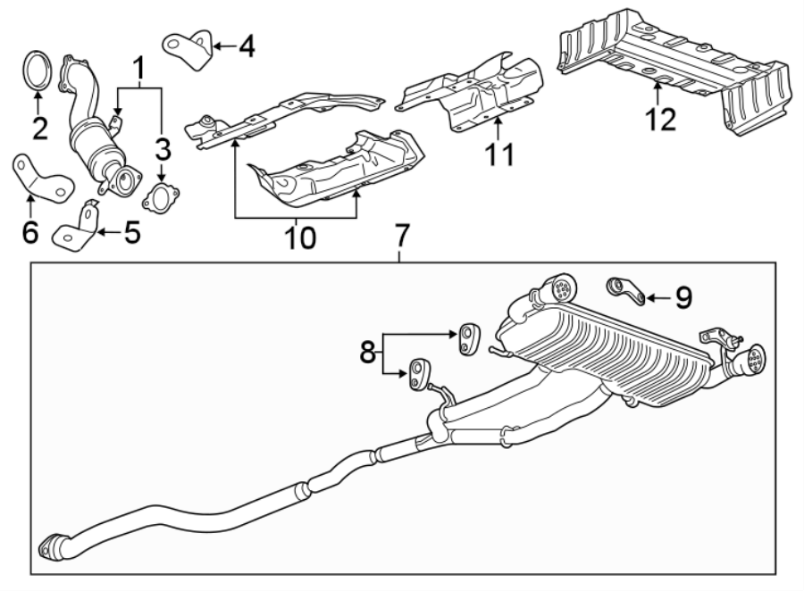 Diagram EXHAUST SYSTEM. EXHAUST COMPONENTS. for your 2019 Chevrolet Camaro 6.2L V8 A/T SS Convertible 