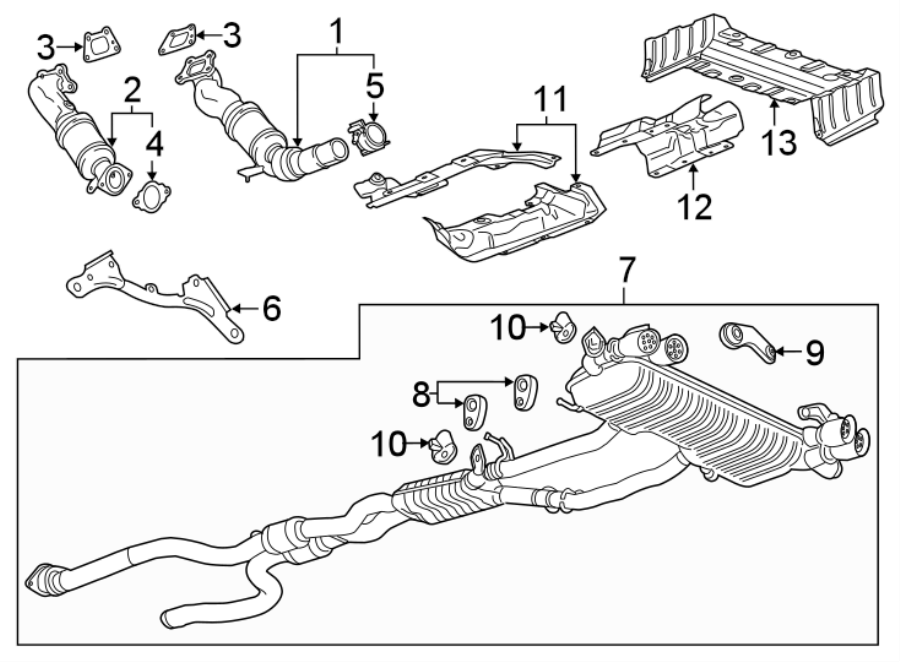 Diagram EXHAUST SYSTEM. EXHAUST COMPONENTS. for your 2021 Chevrolet Camaro  LT Coupe 