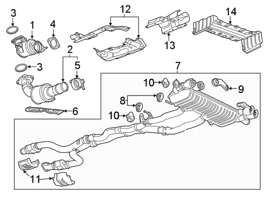 Diagram Exhaust system. Exhaust components. for your 2021 Chevrolet Camaro  LT1 Coupe 