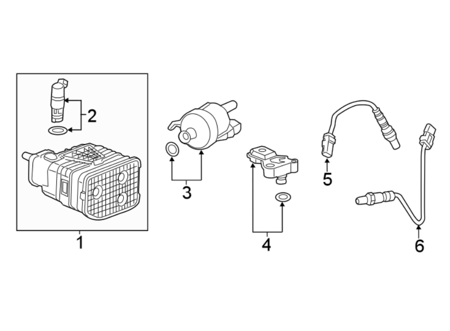 Diagram EMISSION SYSTEM. EMISSION COMPONENTS. for your 2018 Chevrolet Colorado Z71 Crew Cab Pickup Fleetside 3.6L V6 A/T RWD 