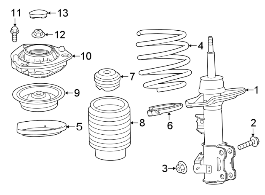 Diagram FRONT SUSPENSION. STRUTS & COMPONENTS. for your 2018 Chevrolet Camaro 6.2L V8 A/T ZL1 Coupe 