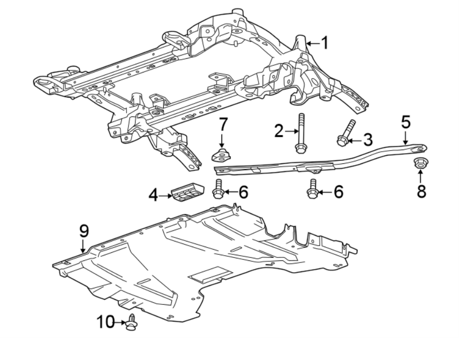 Diagram Front suspension. Suspension mounting. for your 2021 Chevrolet Camaro 6.2L V8 M/T LT1 Coupe 