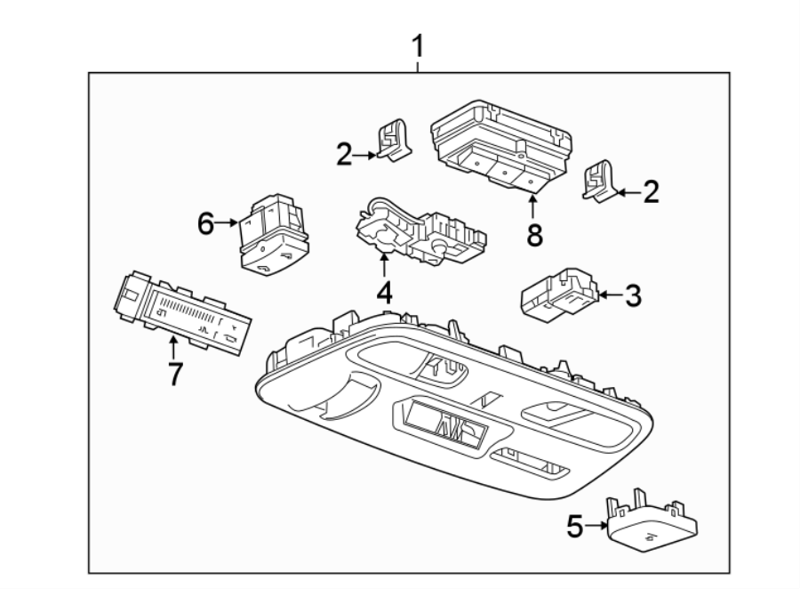 Diagram OVERHEAD CONSOLE. for your 2021 Cadillac XT4   