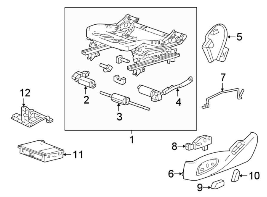 Diagram SEATS & TRACKS. TRACKS & COMPONENTS. for your 2007 GMC Sierra 2500 HD 6.0L Vortec V8 A/T 4WD SLE Extended Cab Pickup 