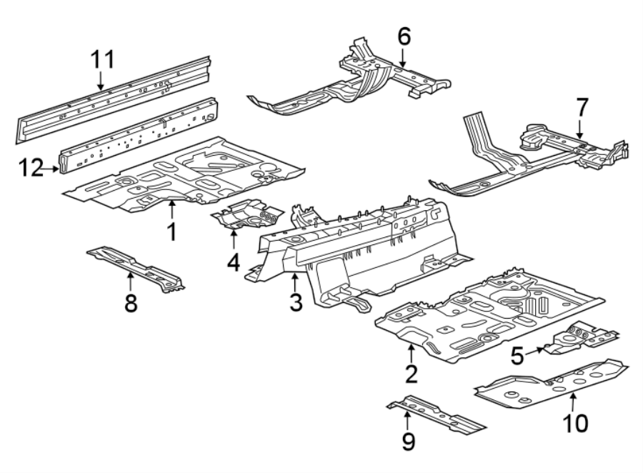 Diagram PILLARS. ROCKER & FLOOR. FLOOR & ROCKER. for your 2021 Chevrolet Camaro 3.6L V6 M/T LT Coupe 