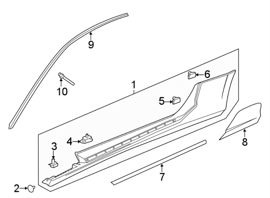 Diagram PILLARS. ROCKER & FLOOR. EXTERIOR TRIM. for your 2020 Chevrolet Camaro  LT1 Coupe 