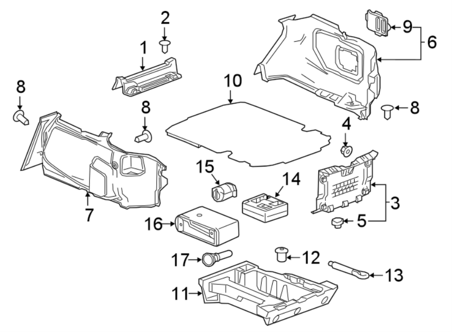 Diagram REAR BODY & FLOOR. INTERIOR TRIM. for your 2019 Buick Enclave  Preferred Sport Utility  