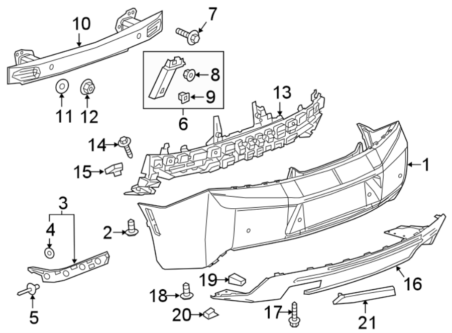 Diagram REAR BUMPER. BUMPER & COMPONENTS. for your 2017 Chevrolet Camaro 3.6L V6 A/T LT Coupe 