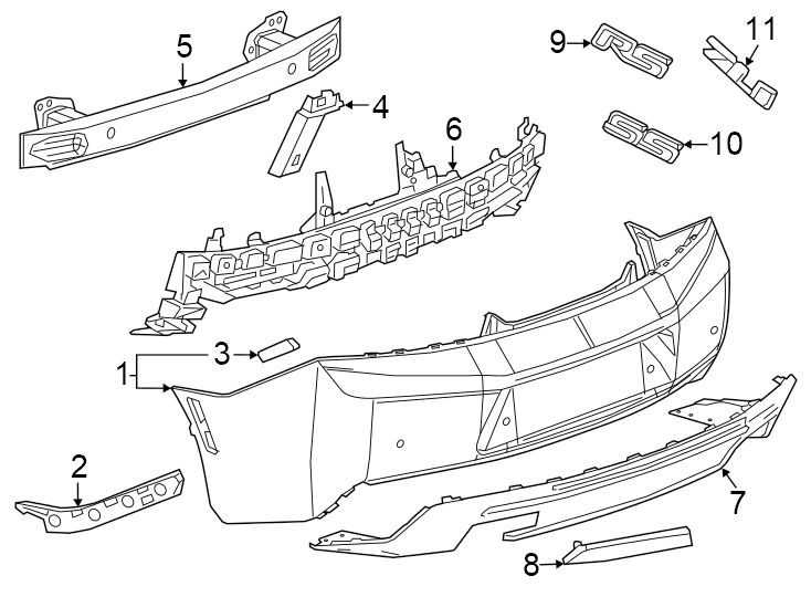 Diagram Rear bumper. Bumper & components. for your 2019 Chevrolet Camaro  SS Convertible 