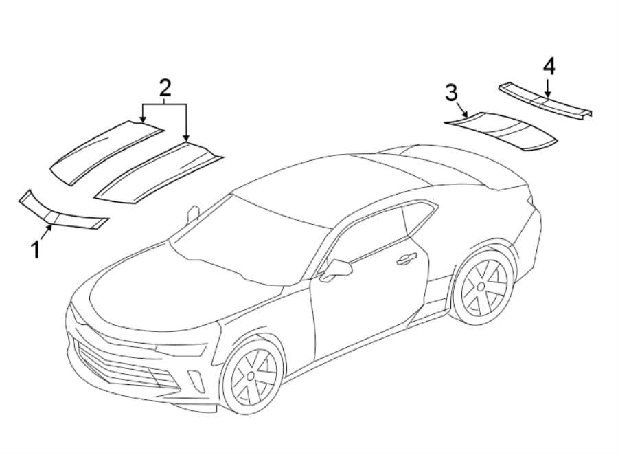 Diagram STRIPE TAPE. for your 2017 Chevrolet Camaro LT Coupe 2.0L Ecotec M/T 