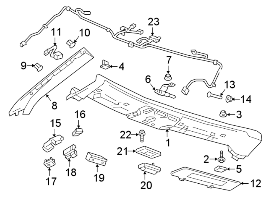 Diagram Roof. Interior trim. for your 2008 Chevrolet Malibu LS Sedan 2.4L Ecotec A/T 