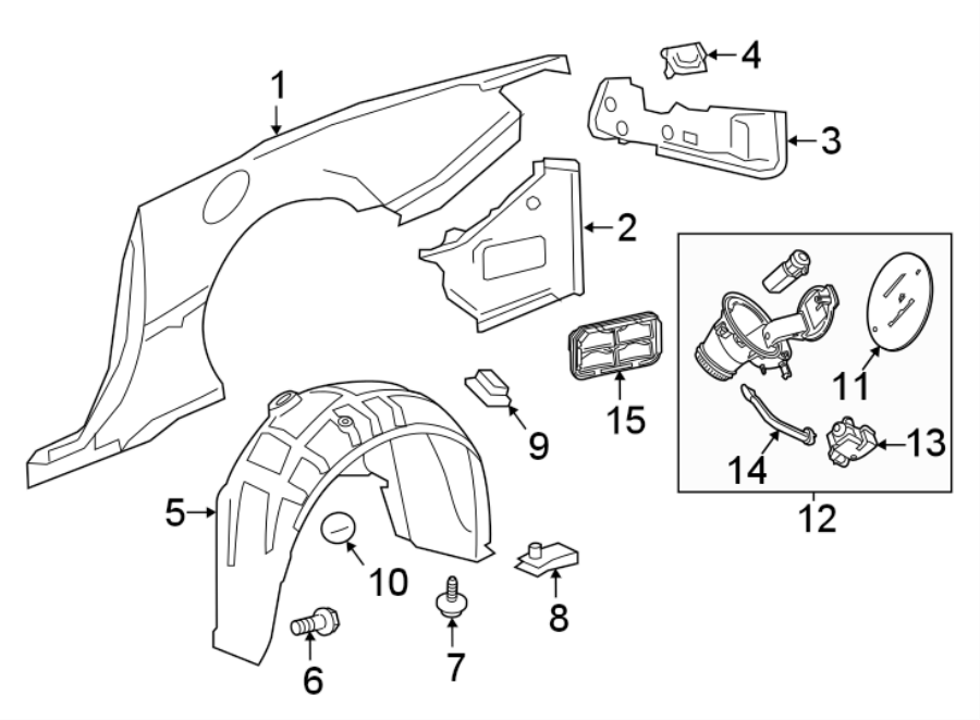 Diagram QUARTER PANEL & COMPONENTS. for your 2018 Chevrolet Camaro  ZL1 Convertible 