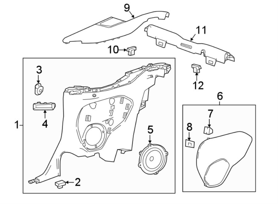 Diagram QUARTER PANEL. INTERIOR TRIM. for your 2017 Chevrolet Spark   