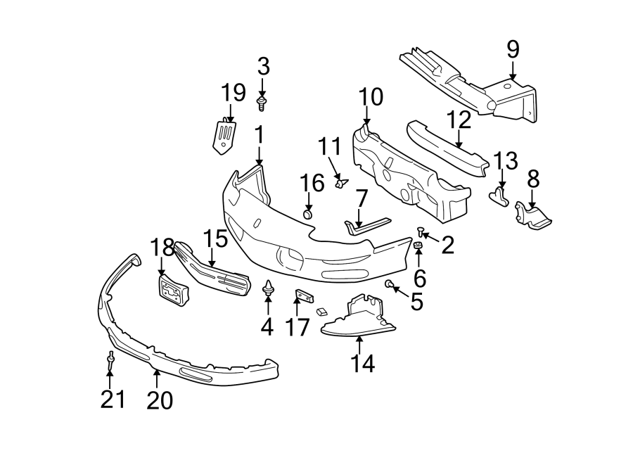 Diagram Front bumper. Bumper & components. for your 1993 Chevrolet C1500  Silverado Standard Cab Pickup Stepside 5.7L Chevrolet V8 CNG M/T 