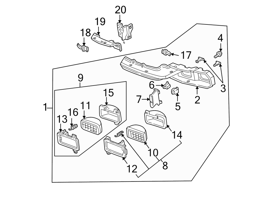 Diagram FRONT LAMPS. HEADLAMP COMPONENTS. for your 2007 GMC Sierra 1500 Classic SL Crew Cab Pickup 4.3L Vortec V6 A/T 4WD 