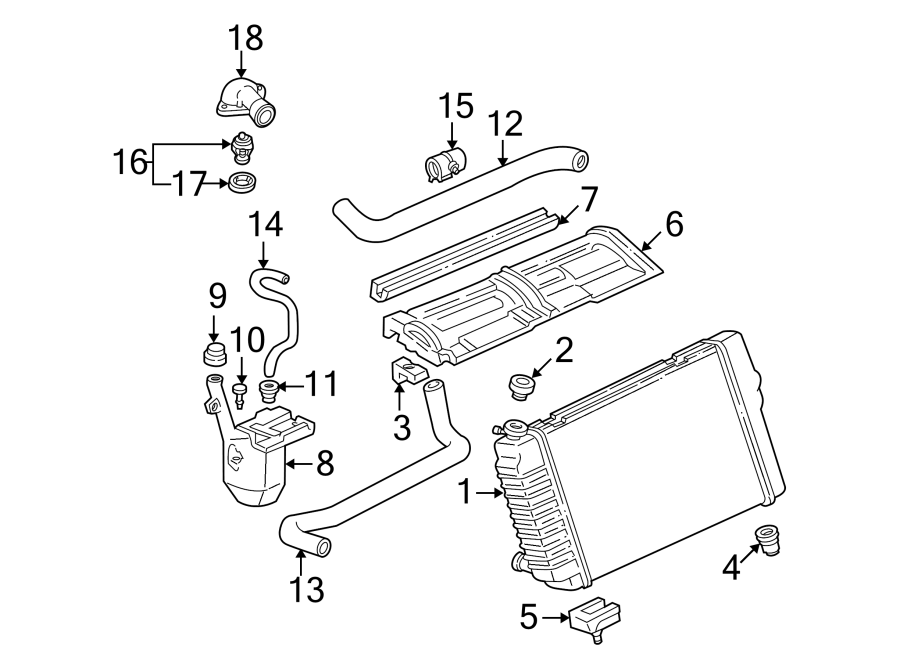 Diagram RADIATOR & COMPONENTS. for your 2005 GMC Sierra 2500 HD SLE Standard Cab Pickup Fleetside  